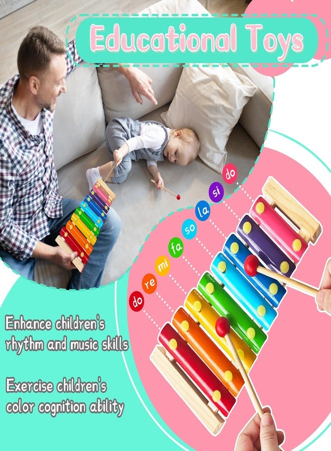 Xeehwb 2 Pcs Wooden Xylophone for Kids,Xylophone Educational Musical Toy with 2 Child Mallets 8 Diatonic Keys,Xylophone Wooden Instruments Toys for Toddlers - Image 4